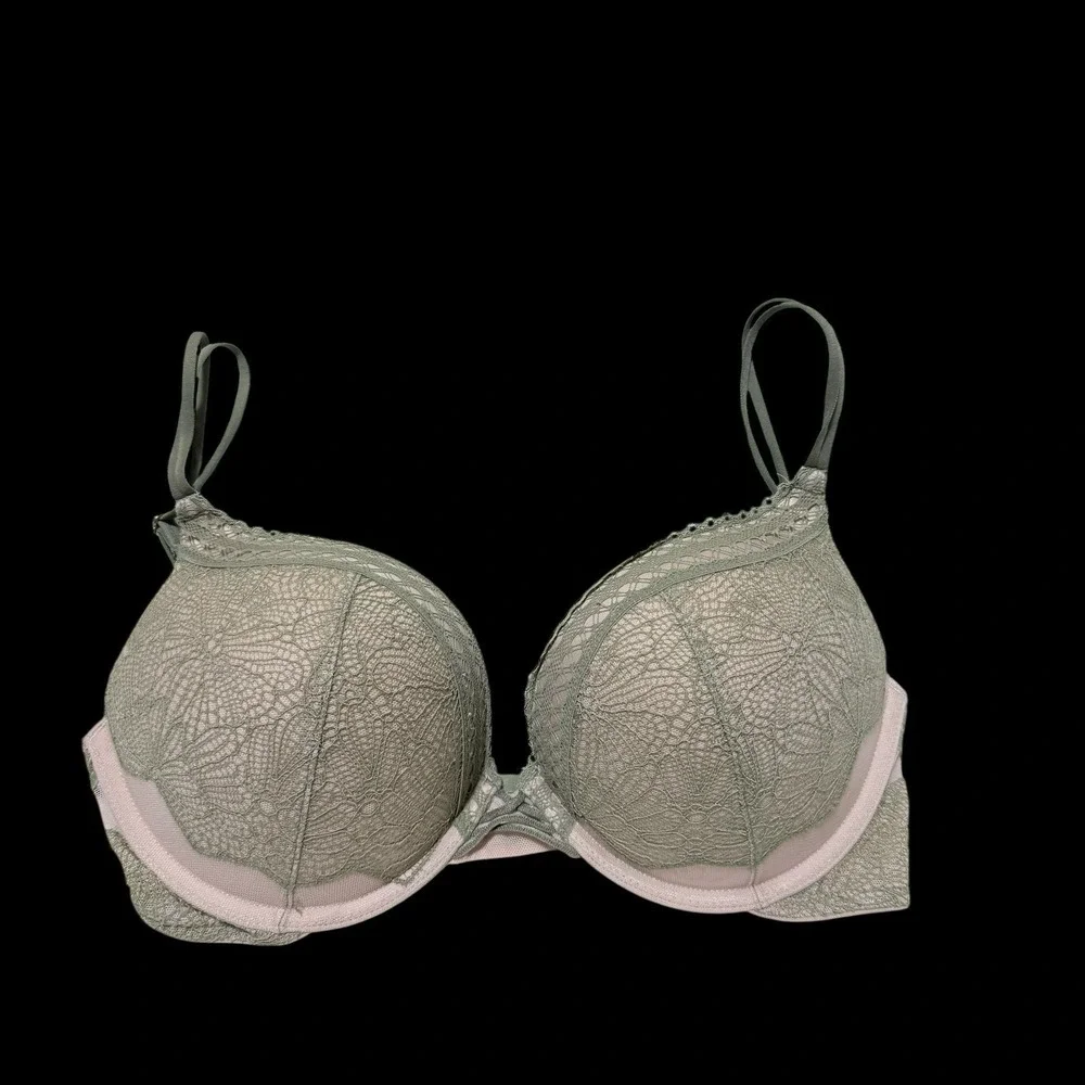 Victoria's Secret 32D Bombshell Plunge Underwire Tan & Green Bra NOS Defect